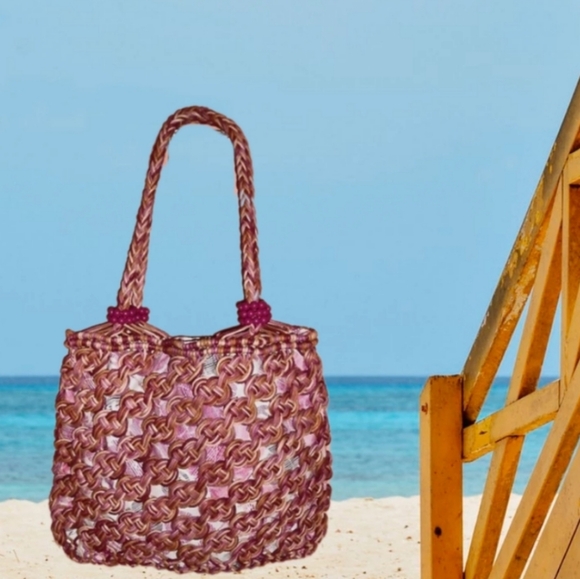 Macrame Handbag Straw Market Souvenir - Picture 3 of 12